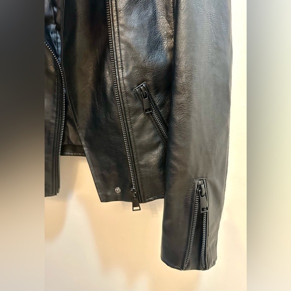 Anthropology Saige Faux Leather BLACK Moto Jacket Size Small - Picture 8 of 12